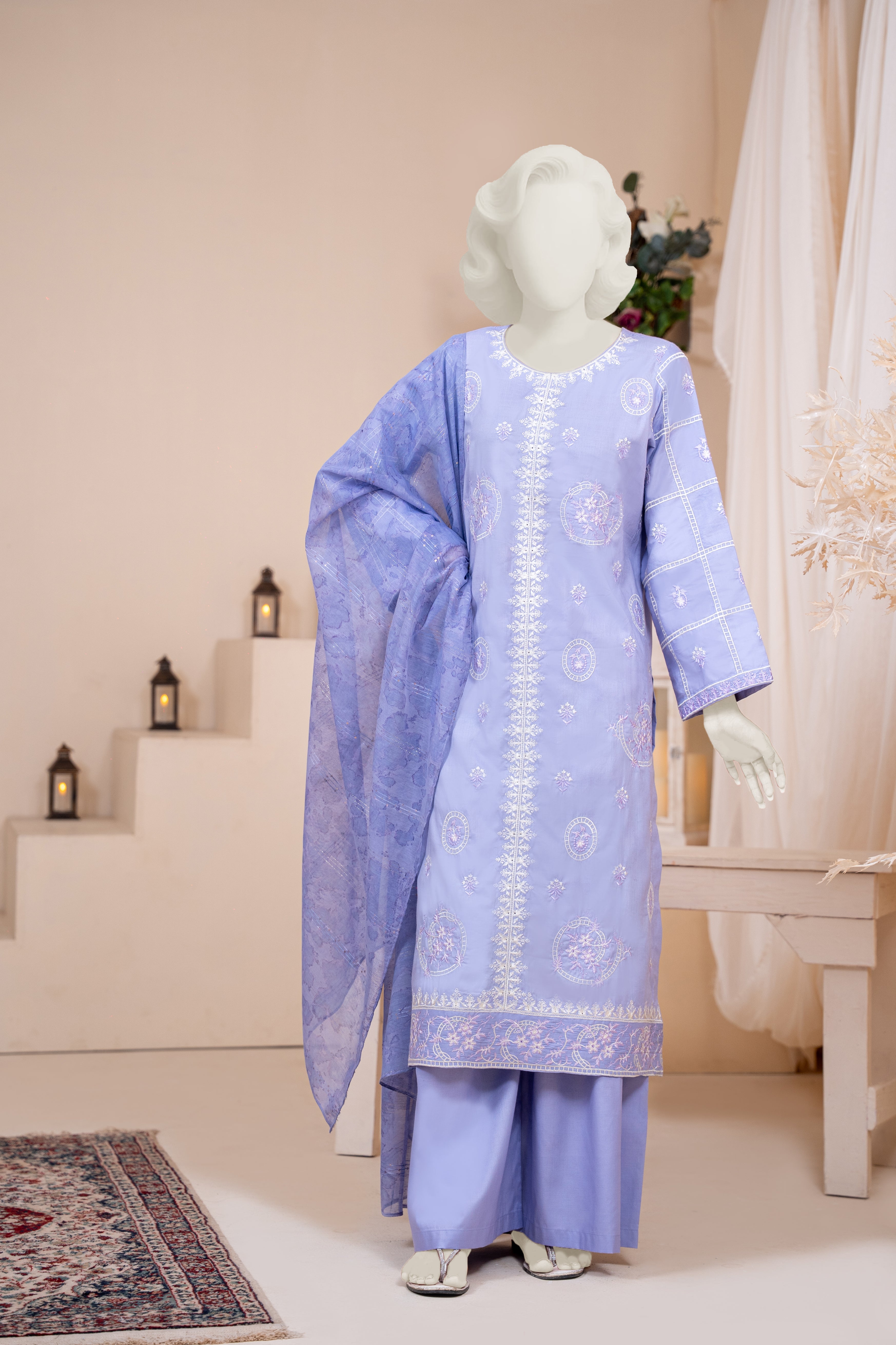 Embroidered Suit 3 Piece - Unstitched